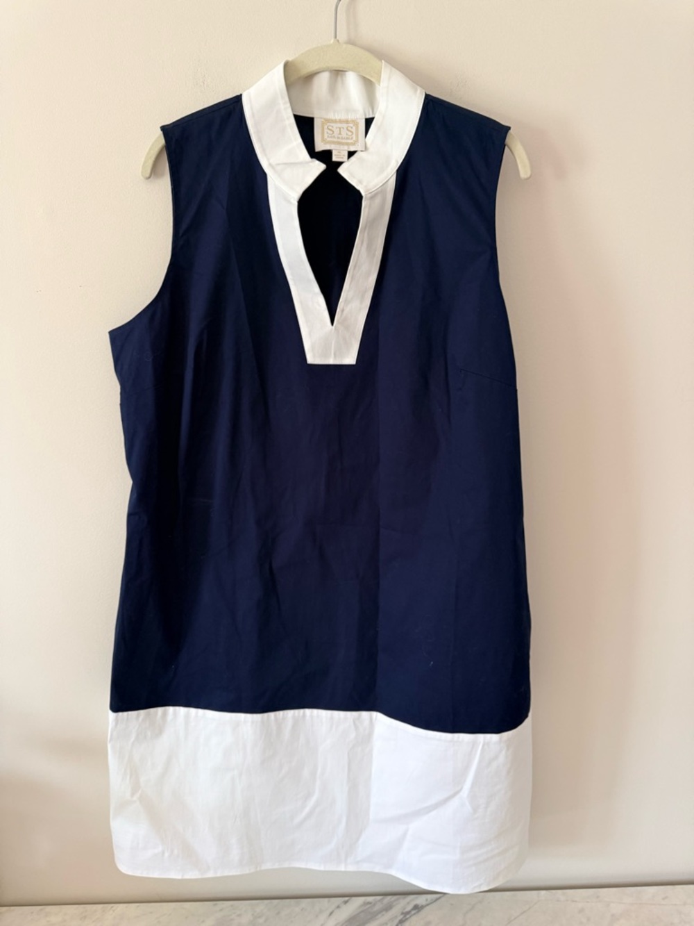 Sail to Sable Navy & White Shift Dress — XL